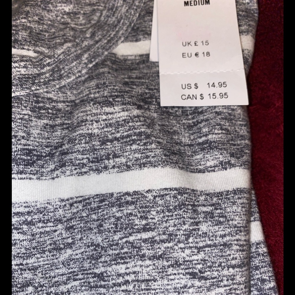 Grey shirt with white stripes